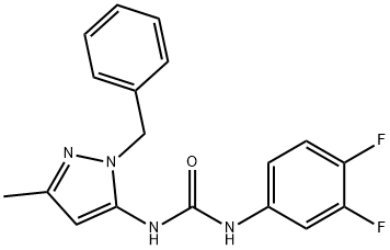 Urea, N-(3,4-difluorophenyl)-N'-[3-methyl-1-(phenylmethyl)-1H-pyrazol-5-yl]- Struktur