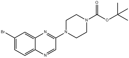 1-Piperazinecarboxylic acid, 4-(7-bromo-2-quinoxalinyl)-, 1,1-dimethylethyl ester Struktur