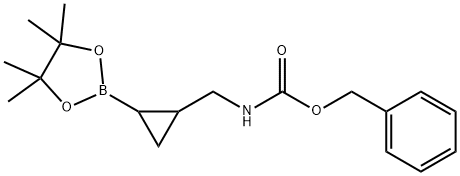 Carbamic acid, N-[[2-(4,4,5,5-tetramethyl-1,3,2-dioxaborolan-2-yl)cyclopropyl]methyl]-, phenylmethyl ester Struktur