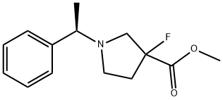 methyl 3-fluoro-1-[(1R)-1-phenylethyl]pyrrolidine-3-carboxylate Struktur