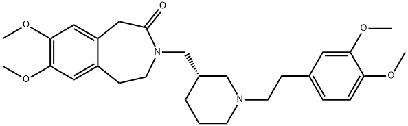 2H-3-Benzazepin-2-one, 3-[[(3S)-1-[2-(3,4-dimethoxyphenyl)ethyl]-3-piperidinyl]methyl]-1,3,4,5-tetrahydro-7,8-dimethoxy- Struktur