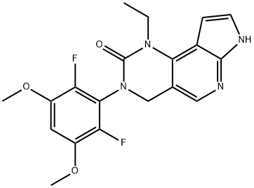 2H-Pyrrolo[3',2':5,6]pyrido[4,3-d]pyrimidin-2-one, 3-(2,6-difluoro-3,5-dimethoxyphenyl)-1-ethyl-1,3,4,7-tetrahydro- Struktur