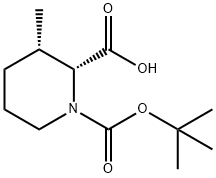 1,2-Piperidinedicarboxylic acid, 3-methyl-, 1-(1,1-dimethylethyl) ester, (2R,3S)- Struktur