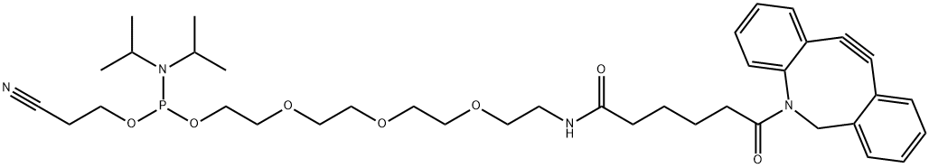 Phosphoramidous acid, N,N-bis(1-methylethyl)-, 2-cyanoethyl 18-(11,12-didehydrodibenz[b,f]azocin-5(6H)-yl)-13,18-dioxo-3,6,9-trioxa-12-azaoctadec-1-yl ester Struktur