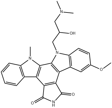 5H-Indolo[2,3-a]pyrrolo[3,4-c]carbazole-5,7(6H)-dione, 13-[3-(dimethylamino)-2-hydroxypropyl]-12,13-dihydro-3-methoxy-12-methyl- Struktur