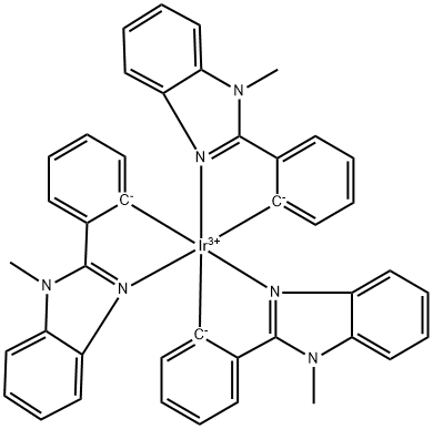 fac -Iridium(III) tris(1-phenyl-3-methylbenzimidazolin-2-ylidene-C,C2' ) Struktur