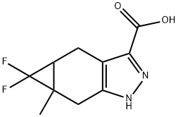 Cycloprop[f]indazole-3-carboxylic acid, 5,5-difluoro-1,4,4a,5,5a,6-hexahydro-5a-methyl- Struktur