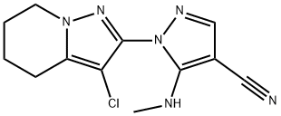 1H-Pyrazole-4-carbonitrile, 1-(3-chloro-4,5,6,7-tetrahydropyrazolo[1,5-a]pyridin-2-yl)-5-(methylamino)- Struktur