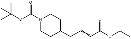 1-Piperidinecarboxylic acid, 4-(4-ethoxy-4-oxo-2-buten-1-yl)-, 1,1-dimethylethyl ester Struktur