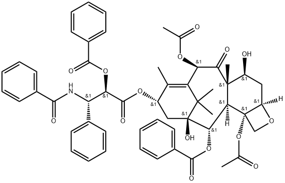 Benzenepropanoic acid, β-(benzoylamino)-α-(benzoyloxy)-, (2aR,4S,4aS,6R,9S,11S,12S,12aR,12bS)-6,12b-bis(acetyloxy)-12-(benzoyloxy)-2a,3,4,4a,5,6,9,10,11,12,12a,12b-dodecahydro-4,11-dihydroxy-4a,8,13,13-tetramethyl-5-oxo-7,11-methano-1H-cyclodeca[3,4]benz[1,2-b]oxet-9-yl ester, (αR,βS)- Struktur