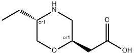 2-Morpholineacetic acid, 5-ethyl-, (2R,5S)-rel- Struktur