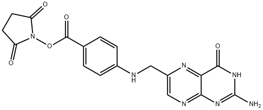 Benzoic acid, 4-[[(2-amino-3,4-dihydro-4-oxo-6-pteridinyl)methyl]amino]-, 2,5-dioxo-1-pyrrolidinyl ester Struktur