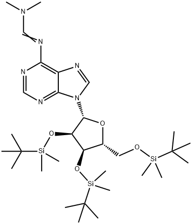 N-[(Dimethylamino)methylene]-2'',3'',5''-tris-O-[(1,1-dimethylethyl)dimethylsilyl]-adenosine Struktur