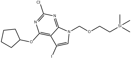 2-Chloro-4-(cyclopentyloxy)-5-iodo-7-[[2-(trimethylsilyl)ethoxy]methyl]-7H-pyrrolo[2,3-d]pyrimidine Struktur