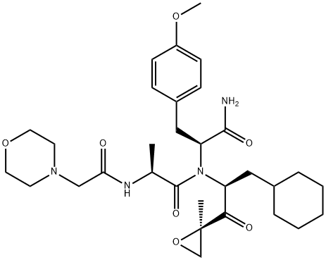 L-Tyrosinamide, N-[2-(4-morpholinyl)acetyl]-L-alanyl-N-[(1S)-1-(cyclohexylmethyl)-2-[(2R)-2-methyl-2-oxiranyl]-2-oxoethyl]-O-methyl- Struktur