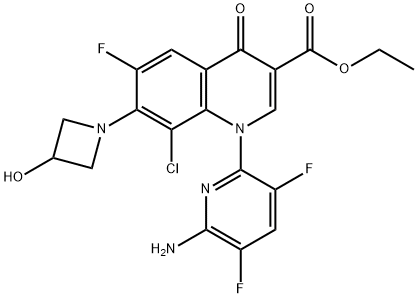 1-(6-Amino-3,5-difluoro-2-pyridinyl)-8-chloro-6-fluoro-1,4-dihydro-7-(3-hydroxy-1-azetidinyl)-4-oxo-3-quinolinecarboxylic acid ethyl ester Struktur