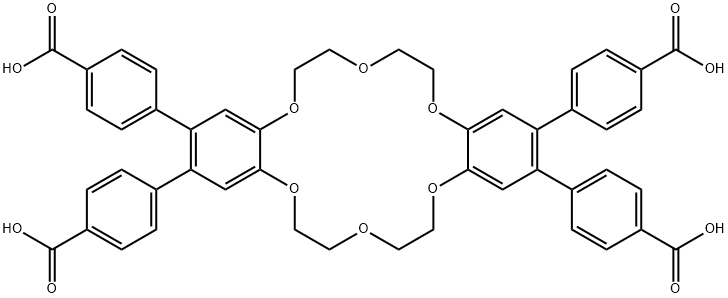 Benzoic acid, 4,4',4'',4'''-(6,7,9,10,17,18,20,21-octahydrodibenzo[b,k][1,4,7,10,13,16]hexaoxacyclooctadecin-2,3,13,14-tetrayl)tetrakis- Struktur