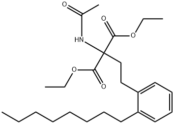 Propanedioic acid, 2-(acetylamino)-2-[2-(2-octylphenyl)ethyl]-, 1,3-diethyl ester Struktur