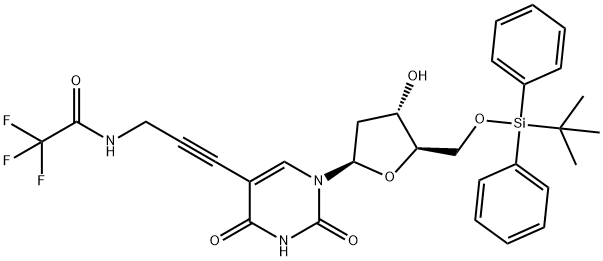 2'-Deoxy-5'-O-[(1,1-dimethylethyl)diphenylsilyl]-5-[3-[(2,2,2-trifluoroacetyl)amino]-1-propyn-1-yl]-uridine Struktur