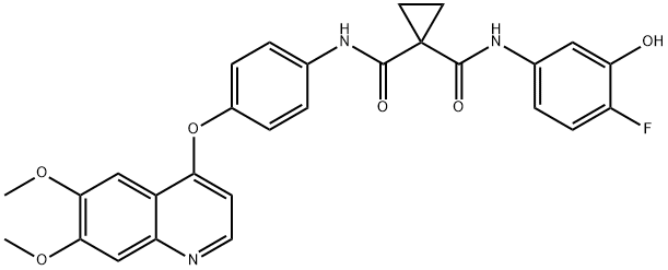 N-[4-[(6,7-Dimethoxy-4-quinolinyl)oxy]phenyl]-N'-(4-fluoro-3-hydroxyphenyl)-1,1-cyclopropanedicarboxamide Struktur