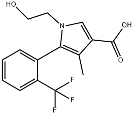 1-(2-hydroxyethyl)-4-methyl-5-(2-(trifluoromethyl)phenyl)-1H-pyrrole-3-carboxylic acid Struktur