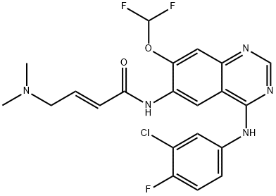 2-Butenamide, N-[4-[(3-chloro-4-fluorophenyl)amino]-7-(difluoromethoxy)-6-quinazolinyl]-4-(dimethylamino)-, (2E)- Struktur