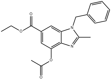 1H-Benzimidazole-6-carboxylic acid, 4-(acetyloxy)-2-methyl-1-(phenylmethyl)-, ethyl ester Struktur