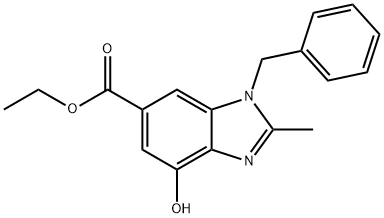 1H-Benzimidazole-6-carboxylic acid, 4-hydroxy-2-methyl-1-(phenylmethyl)-, ethyl ester Struktur