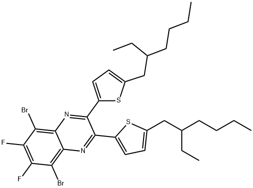 5,8-dibromo-2,3-bis(5-(2-ethylhexyl)thiophen-2-yl)-6,7-difluoroquinoxaline Struktur