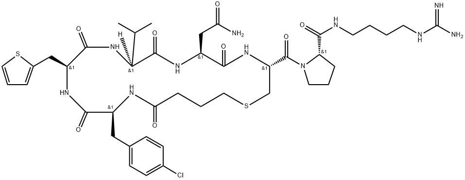 c(Bua-Cpa-Thi-Val-Asn-Cys)-Pro-d-Arg-NEt2 Struktur