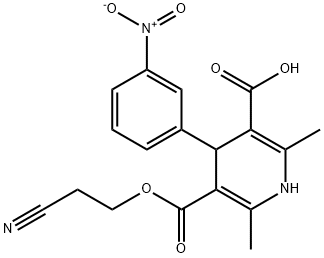 3,5-Pyridinedicarboxylic acid, 1,4-dihydro-2,6-dimethyl-4-(3-nitrophenyl)-, 3-(2-cyanoethyl) ester Struktur