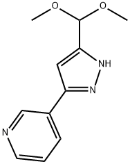 Pyridine, 3-[5-(dimethoxymethyl)-1H-pyrazol-3-yl]- Struktur