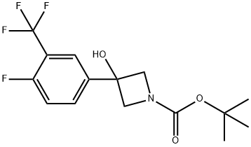 tert-Butyl 3-[4-fluoro-3-(trifluoromethyl)phenyl]-3-hydroxyazetidine-1-carboxylate Struktur