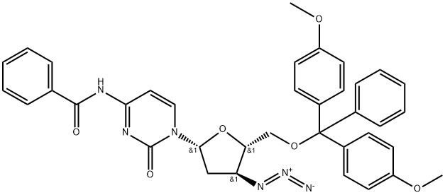 2'-Azido-N4-benzoyl-2',3'-dideoxy-5'-O-DMT-cytidine Struktur