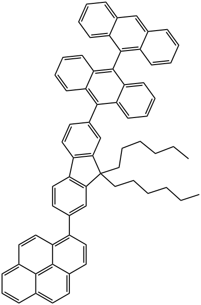 1-(7-(9,9'-Bianthracen-10-yl)-9,9-dihexyl-9H -fluoren-2-yl) Struktur