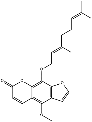 7H-Furo[3,2-g][1]benzopyran-7-one, 9-[[(2E)-3,7-dimethyl-2,6-octadien-1-yl]oxy]-4-methoxy- Struktur