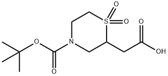 2-Thiomorpholineacetic acid, 4-[(1,1-dimethylethoxy)carbonyl]-, 1,1-dioxide Struktur