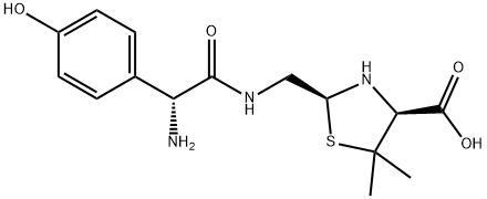 4-Thiazolidinecarboxylic acid, 2-[[[(2R)-amino(4-hydroxyphenyl)acetyl]amino]methyl]-5,5-dimethyl-, (2S,4S)- Struktur