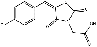 2-[(5E)-5-[(4-chlorophenyl)methylidene]-4-oxo-2-sulfanylidene-1,3-thiazolidin-3-yl]acetic acid Struktur