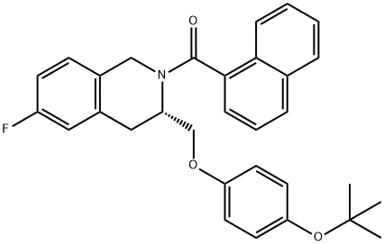 Methanone, [(3S)-3-[[4-(1,1-dimethylethoxy)phenoxy]methyl]-6-fluoro-3,4-dihydro-2(1H)-isoquinolinyl]-1-naphthalenyl- Struktur