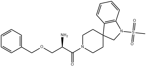 Spiro[3H-indole-3,4'-piperidine], 1'-[(2R)-2-amino-1-oxo-3-(phenylmethoxy)propyl]-1,2-dihydro-1-(methylsulfonyl)- Struktur