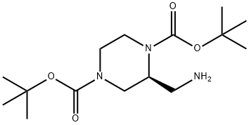 1,4-Piperazinedicarboxylic acid, 2-(aminomethyl)-, 1,4-bis(1,1-dimethylethyl) ester, (2S)- Struktur