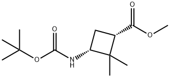 methyl (1S,3R)-3-(tert-butoxycarbonylamino)-2,2-dimethyl-cyclobutanecarboxylate Struktur