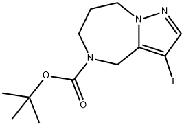 4H-Pyrazolo[1,5-a][1,4]diazepine-5(6H)-carboxylic acid, 7,8-dihydro-3-iodo-, 1,1-dimethylethyl ester Struktur