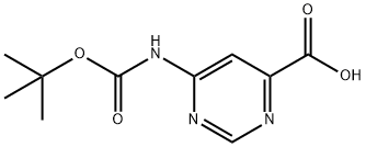 4-Pyrimidinecarboxylic acid, 6-[[(1,1-dimethylethoxy)carbonyl]amino]- Struktur