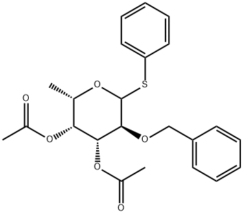 Phenyl 6-deoxy-2-O-(phenylmethyl)-1-thio-L-galactopyranoside diacetate Struktur