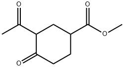 Cyclohexanecarboxylic acid, 3-acetyl-4-oxo-, methyl ester Struktur