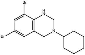 Quinazoline, 6,8-dibromo-3-cyclohexyl-1,2,3,4-tetrahydro-, 18683-92-6, 結構式