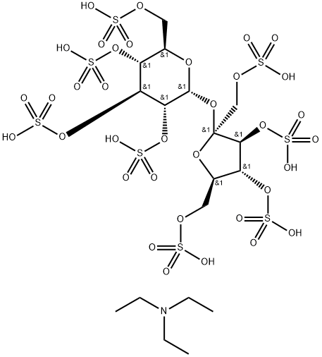 α-D-Glucopyranoside, 1,3,4,6-tetra-O-sulfo-β-D-fructofuranosyl, 2,3,4,6-tetrakis(hydrogen sulfate), compd. with N,N-diethylethanamine (1:8) Struktur