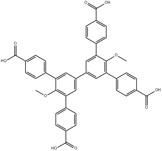 [1,1':3',1'':3'',1'''-Quaterphenyl]-4,4'''-dicarboxylic acid, 5',5''-bis(4-carboxyphenyl)-4'',6'-dimethoxy- Struktur